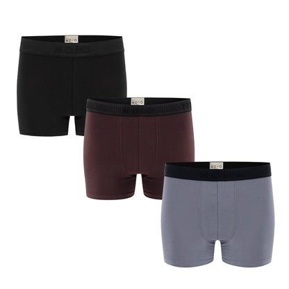 Men's Boxer Briefs 3 Pack - Black, Burgundy, Gray